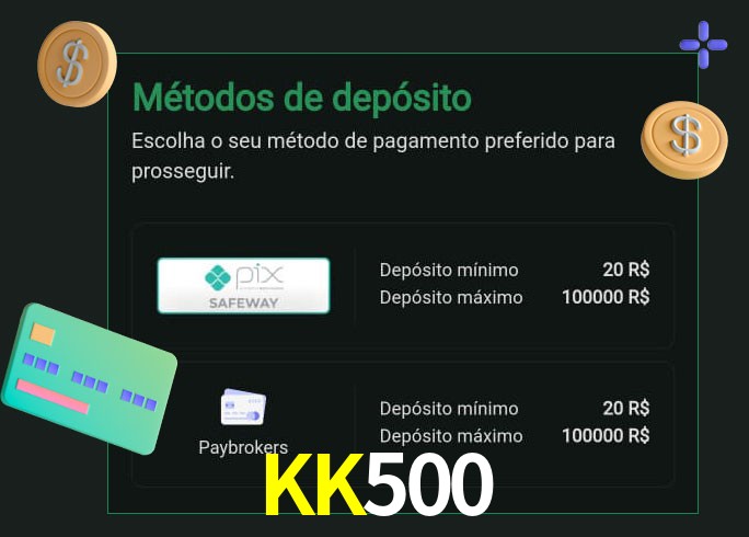 O cassino KK500 oferece uma grande variedade de métodos de pagamento